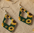 Hello Sunshine — Handmade Sunflower Faux Leather Earrings