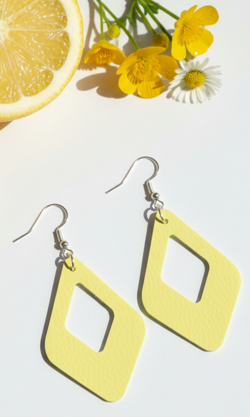 Hello Sunshine — Handmade Sunflower Faux Leather Earrings
