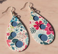 Faux Leather Spring Garden Teardrop Earrings
