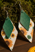 Sunflower Faux Leather Dangle Earrings