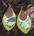 Tropical Pattern Faux Leather Dangle Earrings – Handmade Boho Beach Jewelry