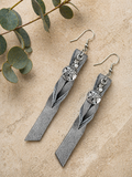 Handcrafted Silver Leather Dangle Earrings – Lightweight Statement Jewelry