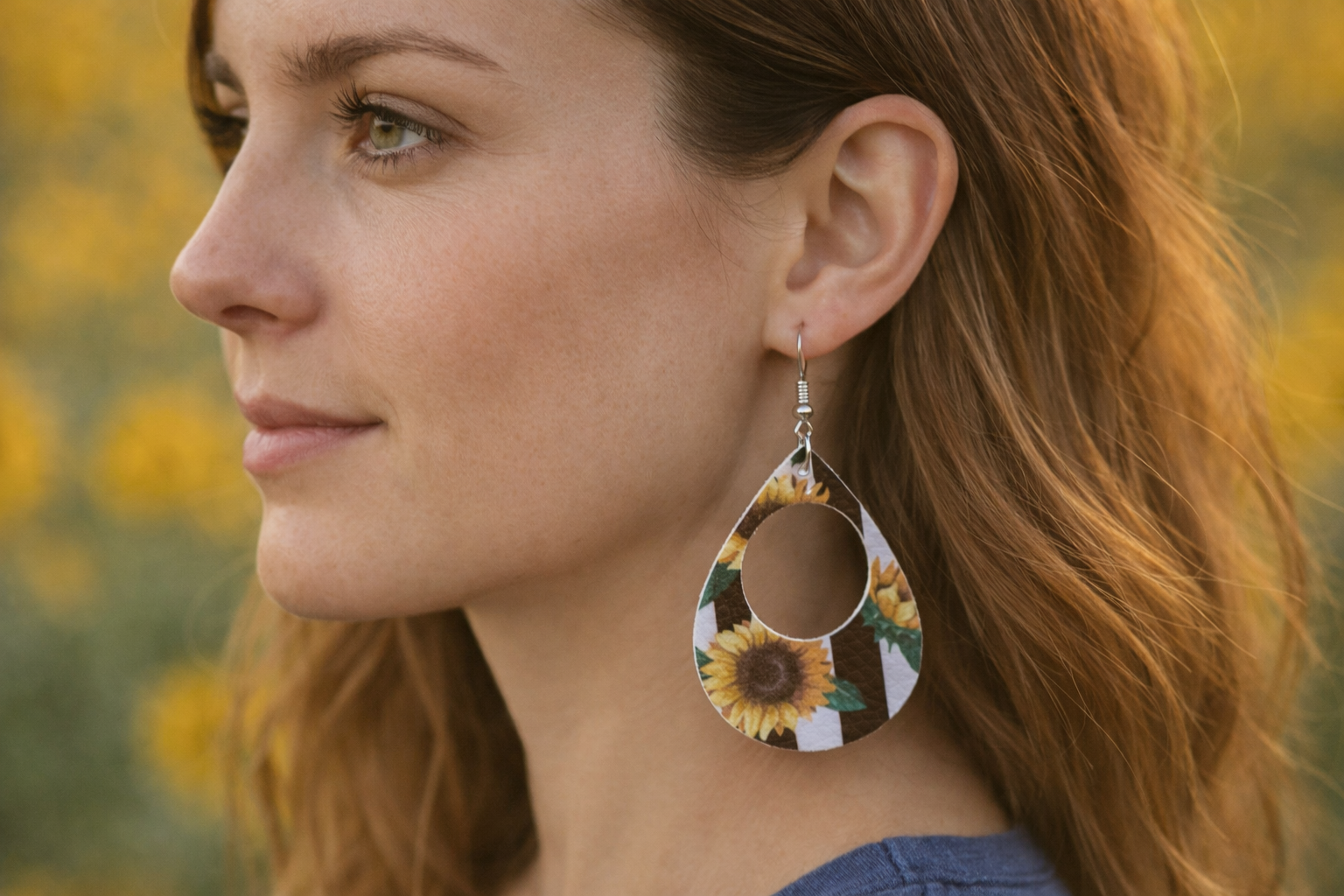 Stripe & Shine Sunflower Cutout Earrings