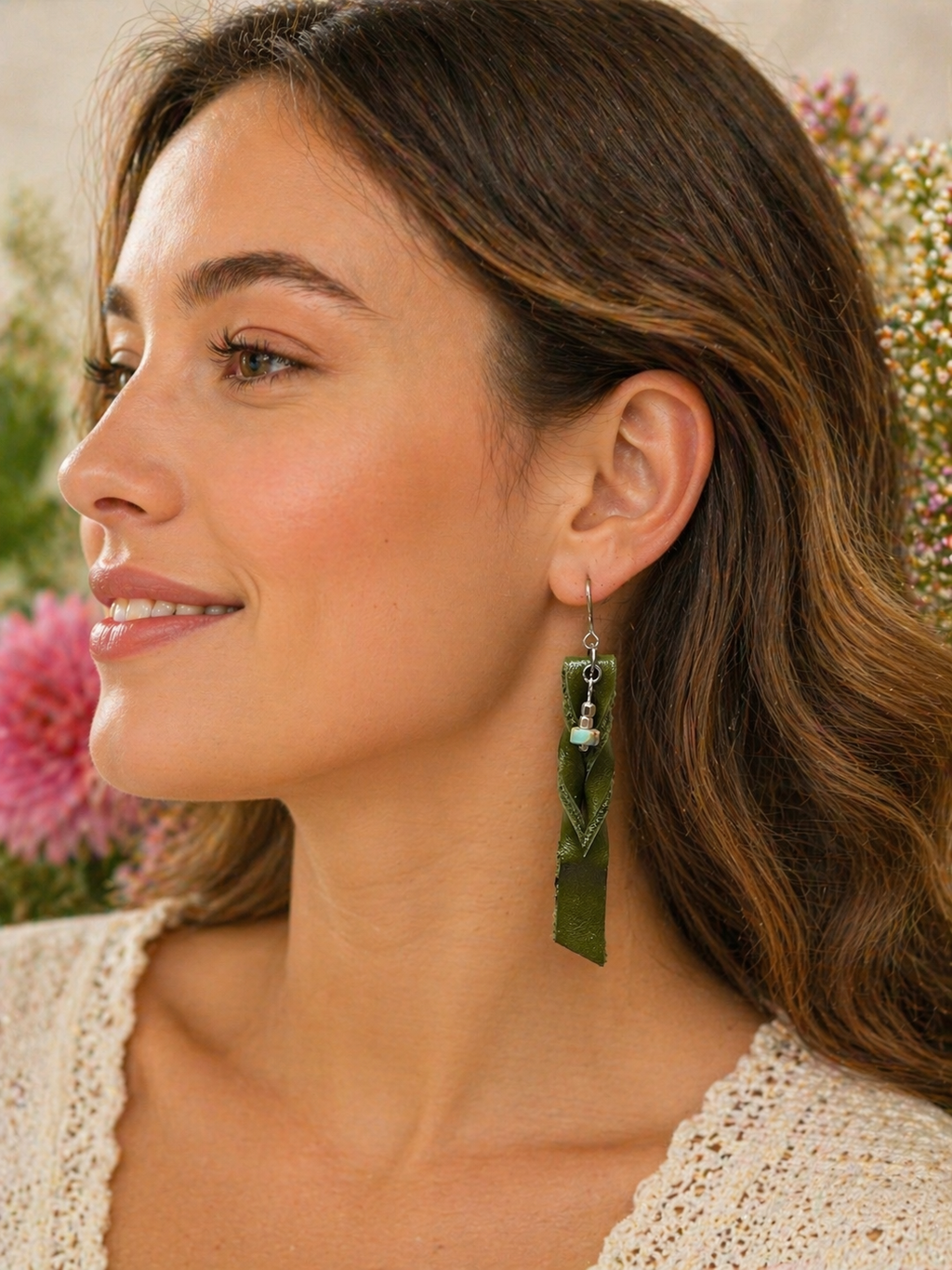 Genuine Leather Dangle Earrings – Handmade Twisted Fish Tail Design