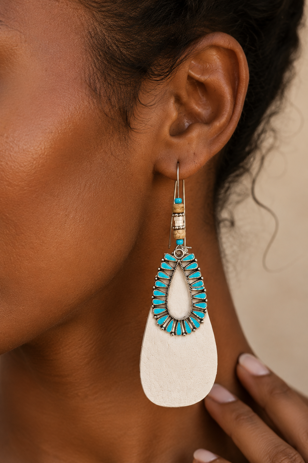 Western Charm Genuine Leather Teardrop Earrings