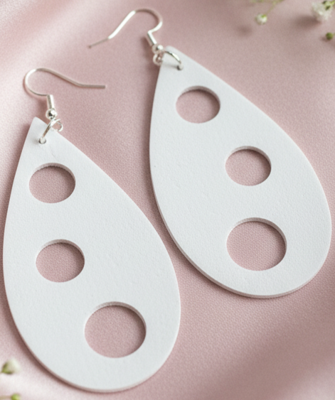 Faux Leather Spring Garden Teardrop Earrings