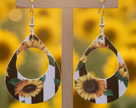 Stripe & Shine Sunflower Cutout Earrings