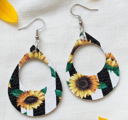 Stripe & Shine Sunflower Cutout Earrings